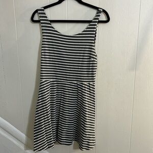 American Eagle Navy & White Striped A-line mini dress w/ back Cutout - Size L